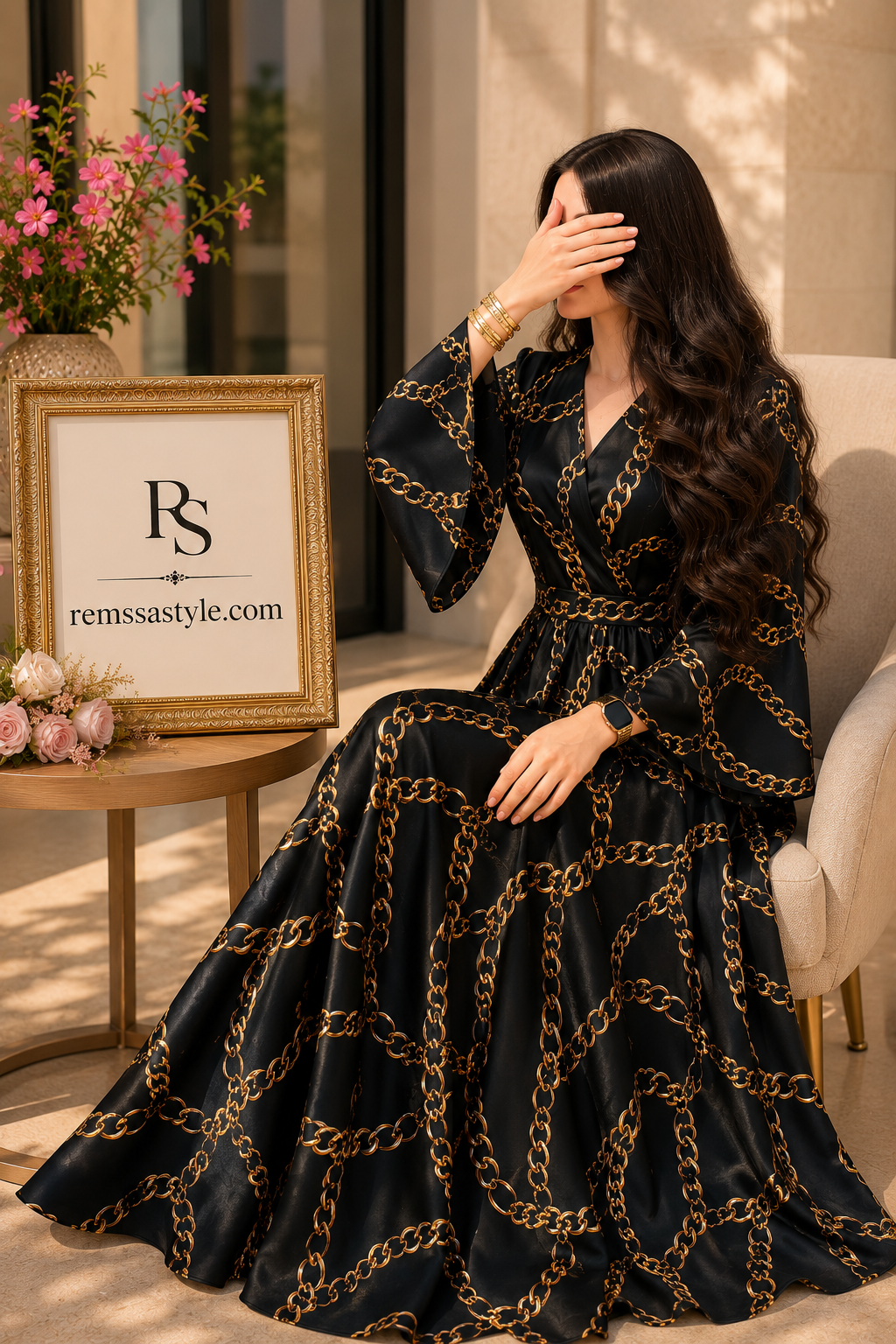 Robe Chaîne Dorée ✨ (فستان السلسلة الذهبية) — الأكثر أناقة.