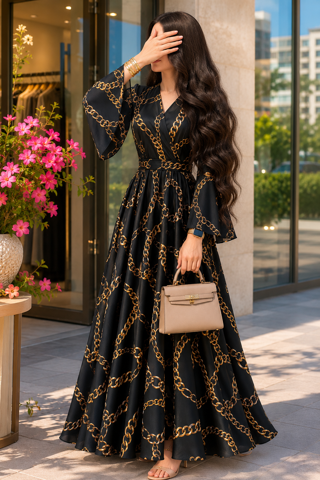 Robe Chaîne Dorée ✨ (فستان السلسلة الذهبية) — الأكثر أناقة.